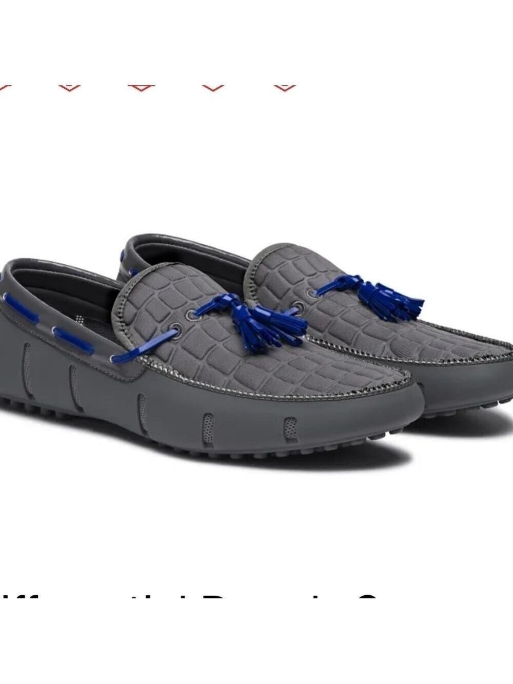 SWIMS Gray Blue Woven Leather Loafers Size 6